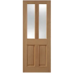 Internal Prefinished Oak Standard Mould 2 Clear Bevelled Glass Door